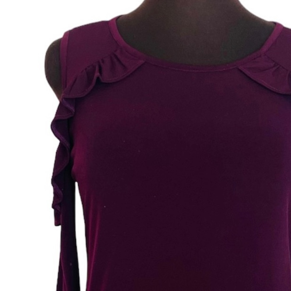 Ivanka Trump Cold Shoulder Ruffle Top Blouse - Picture 3 of 11